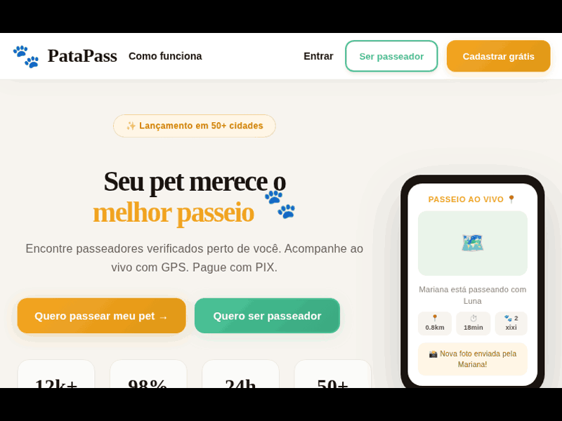 DogWalk — Encontre passeadores verificados perto de você e acompanhe o passeio do seu pet 